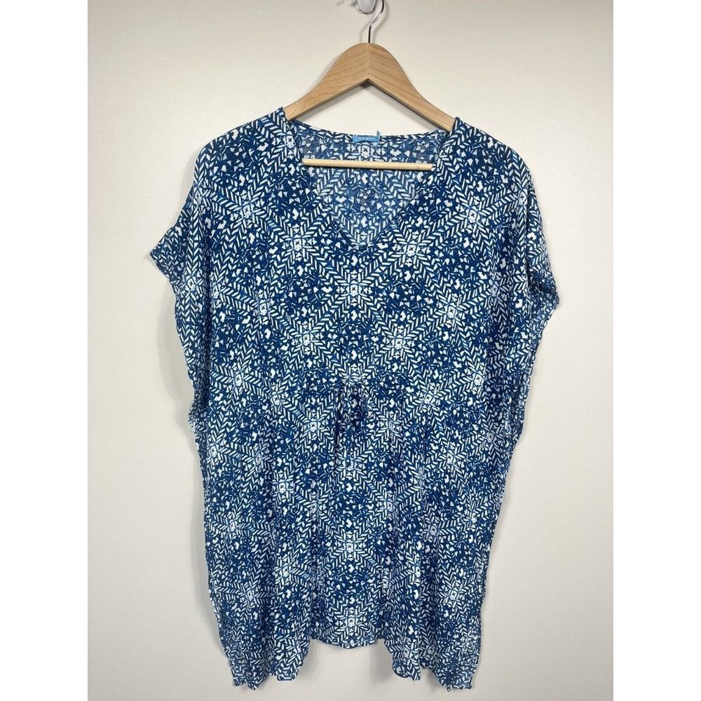 J McLaughlin Cover Up Womens Size Small  Blue Tunic Swim Blouse Beach